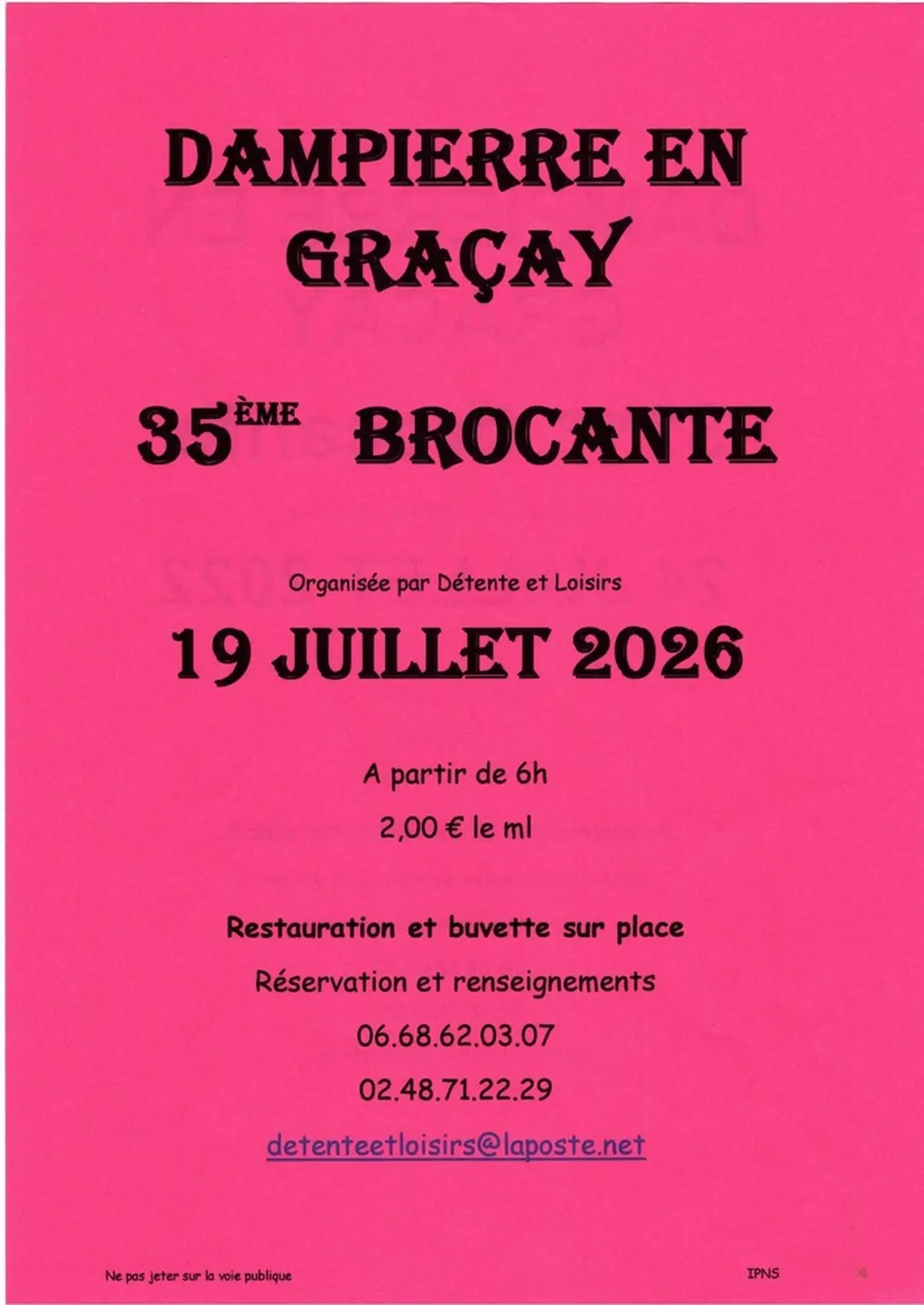 Affiche 35e Brocante de Dampierre-en-Graçay - Détente et Loisirs - Cher