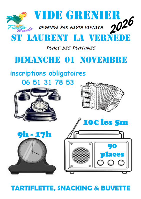 Affiche Vide-grenier de Fiesta Verneda à Saint-Laurent-la-Vernède