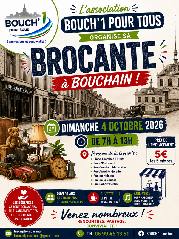 Affiche Brocante de Bouch'1 pour tous à Bouchain