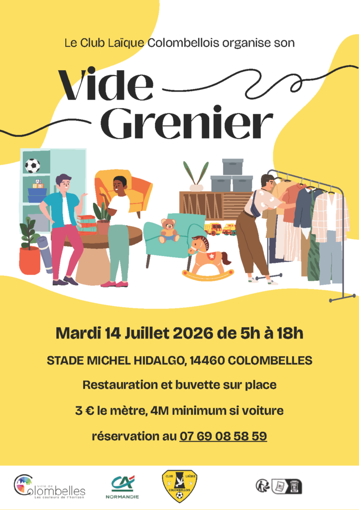 Affiche Vide-grenier de Colombelles mardi 14 juillet 2026 stade Hidalgo (14460)