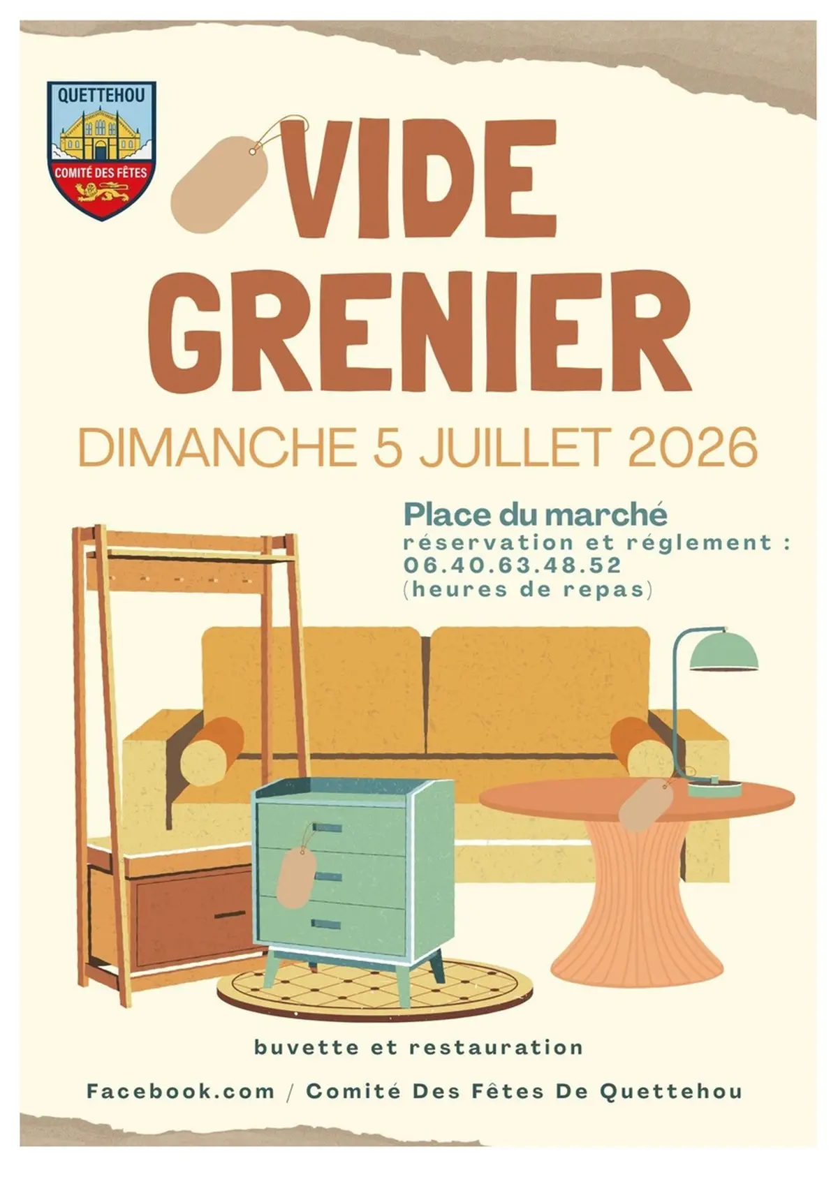 Affiche Vide-grenier Quettehou Place du marché dimanche 5 juillet 2026 (50630)