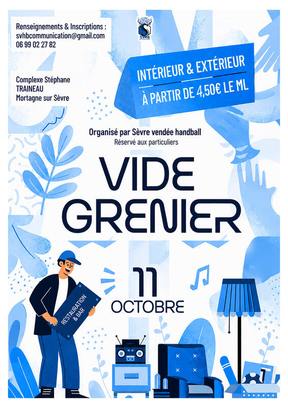 Affiche Vide-grenier du Sèvre Vendée Handball à Mortagne-sur-Sèvre
