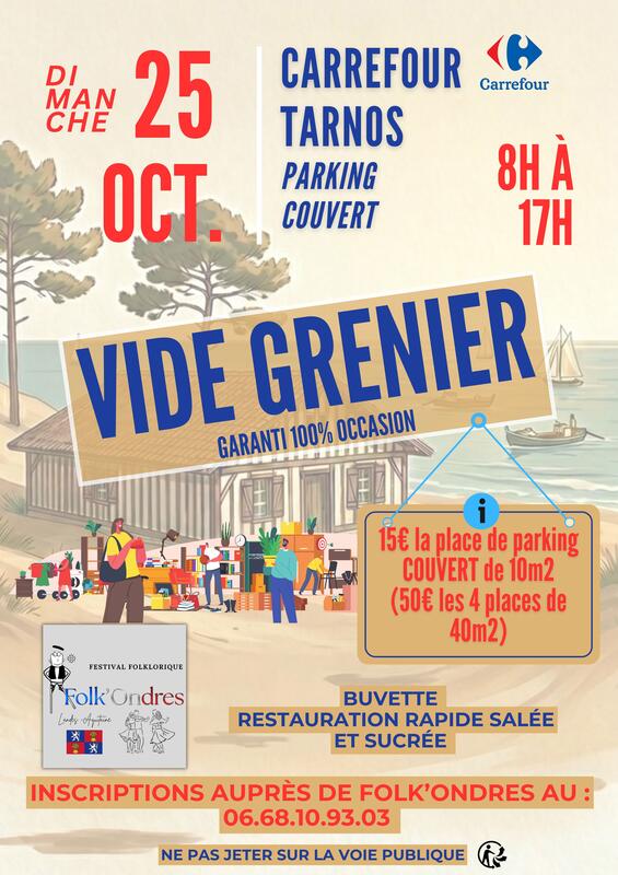 Affiche Vide-grenier de Folk'Ondres au Carrefour de Tarnos