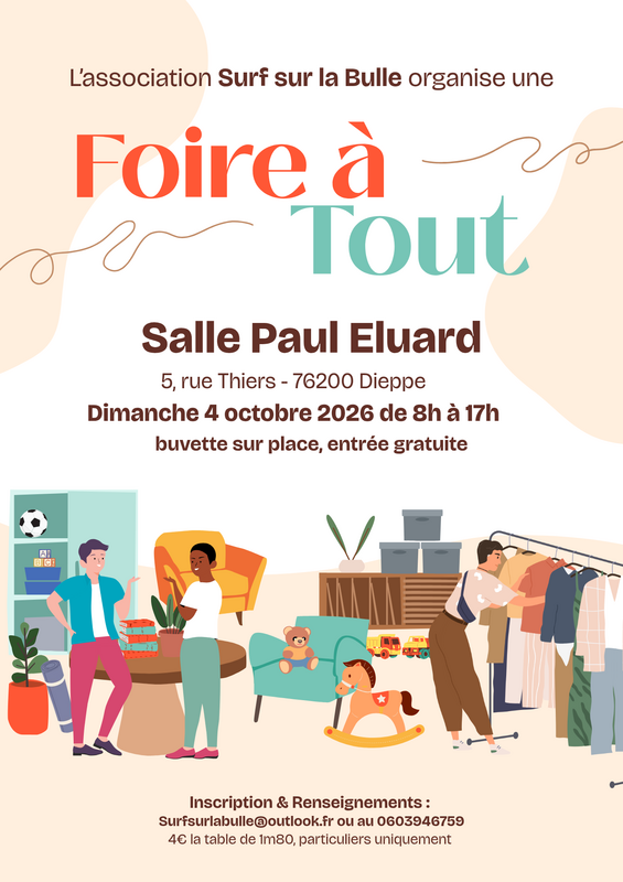 Affiche Foire à tout de Surf sur la Bulle à Dieppe