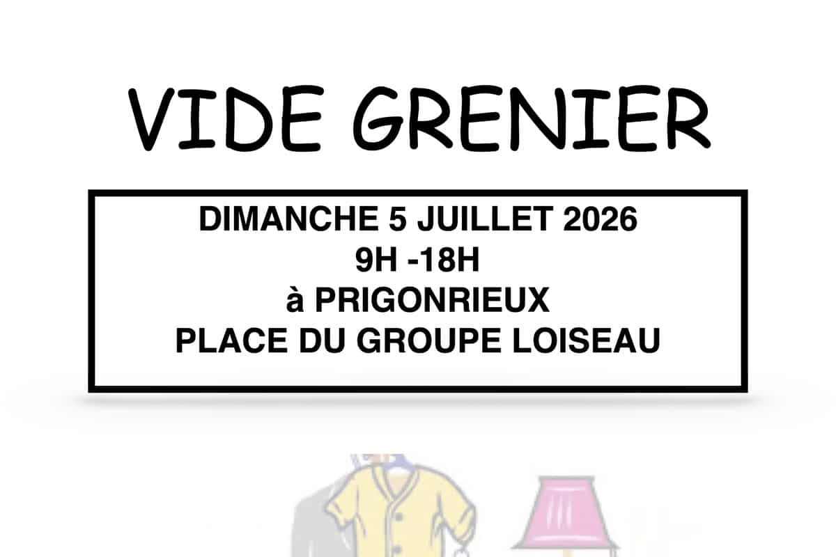 Affiche Vide-grenier annuel à Prigonrieux le 5 juillet 2026 (24130)
