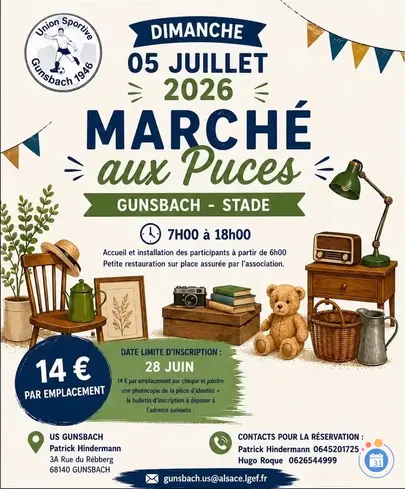 Affiche Marché aux puces Gunsbach dimanche 5 juillet 2026 (68140)