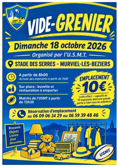 Affiche Vide-grenier de l'USMT à Murviel-lès-Béziers