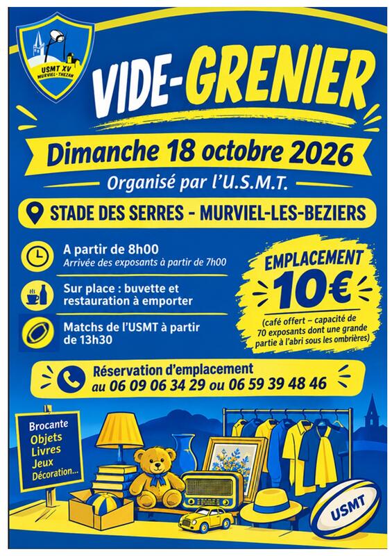 Affiche Vide-grenier de l'USMT à Murviel-lès-Béziers