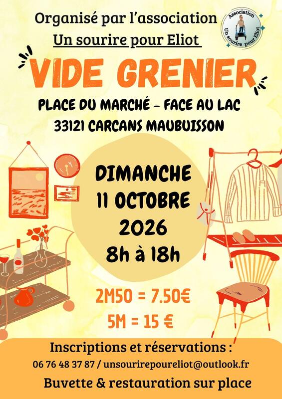Affiche Vide-grenier d'Un sourire pour Eliot à Carcans