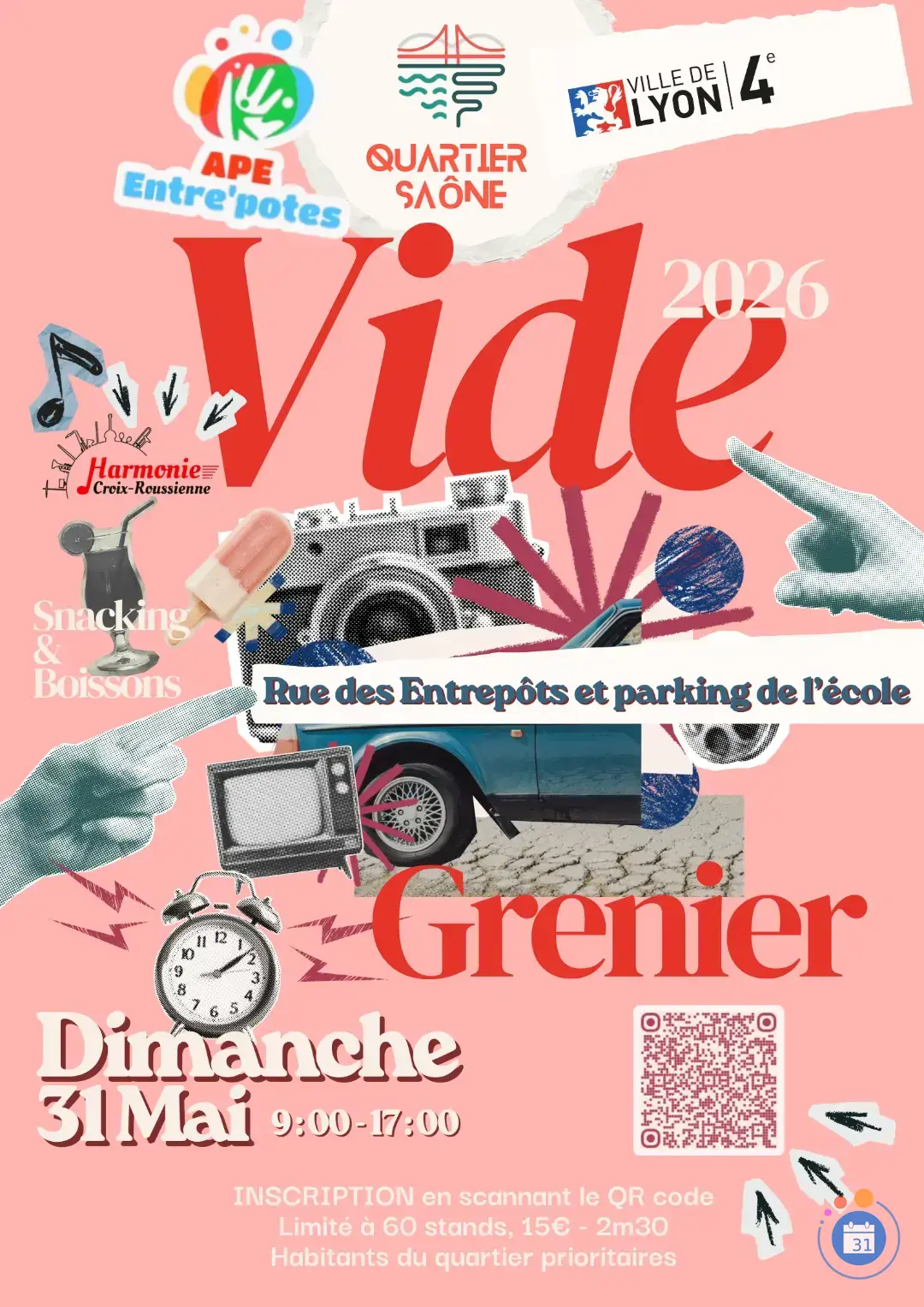 Affiche Vide-grenier Quartier Saône - Lyon 4e (Croix-Rousse)