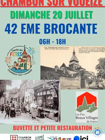 Affiche Brocante Chambon-sur-Voueize dimanche 20 juillet 2026 (23170)