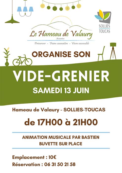 Affiche Vide-Grenier - Le Hameau de Valaury - Solliès-Toucas