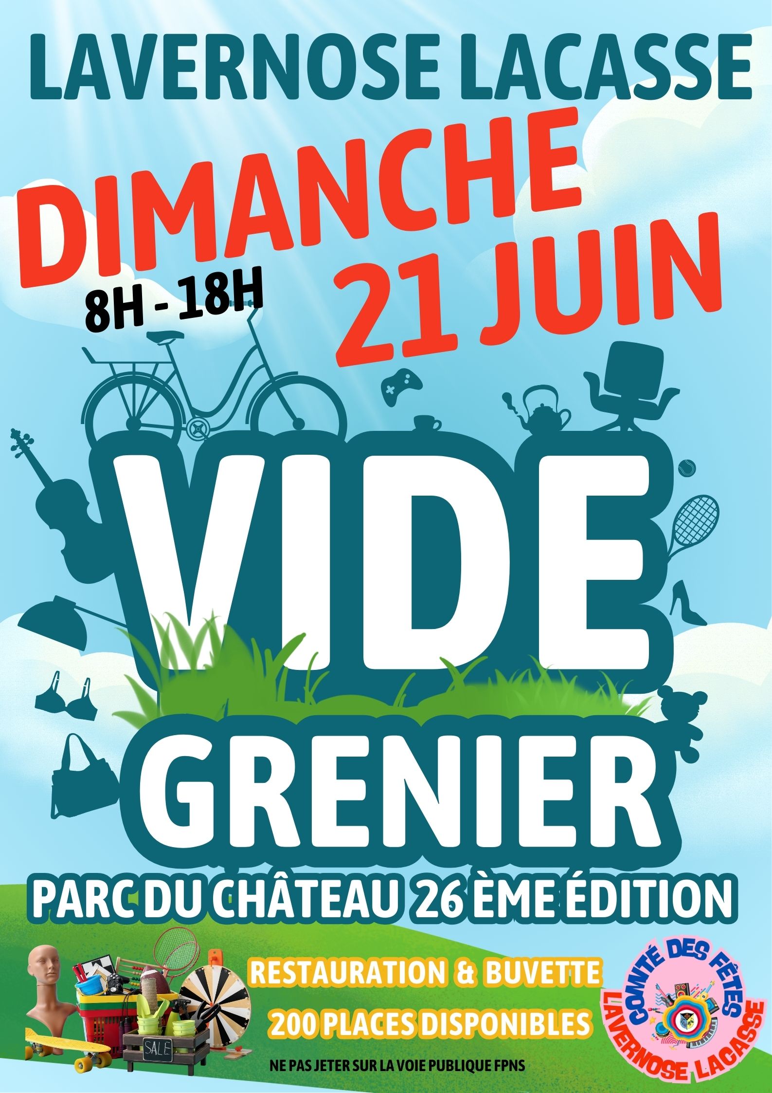 Affiche Vide-Grenier - Comité des Fêtes - Lavernose-Lacasse - Haute-Garonne