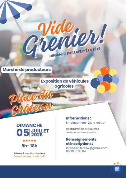 Affiche Vide-grenier Laferté-sur-Amance dimanche 5 juillet 2026 (52500)
