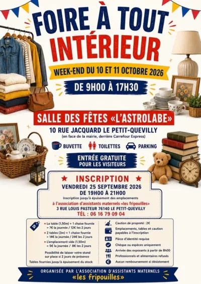 Affiche Foire à tout intérieure des Fripouilles au Petit-Quevilly
