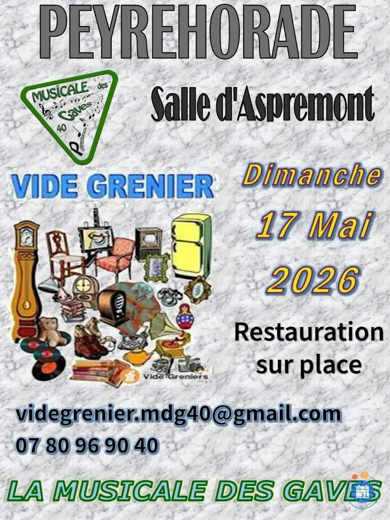 Affiche Vide Grenier de la Musicale des Gaves