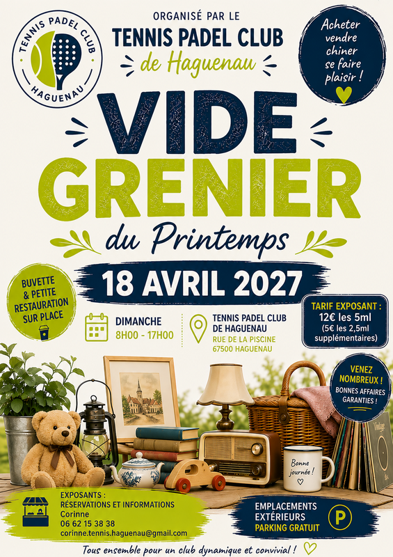 Affiche Vide-grenier du printemps du Tennis Padel Club à Haguenau