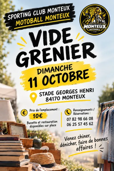 Affiche Vide-grenier du Sporting Club Monteux Motoball à Monteux
