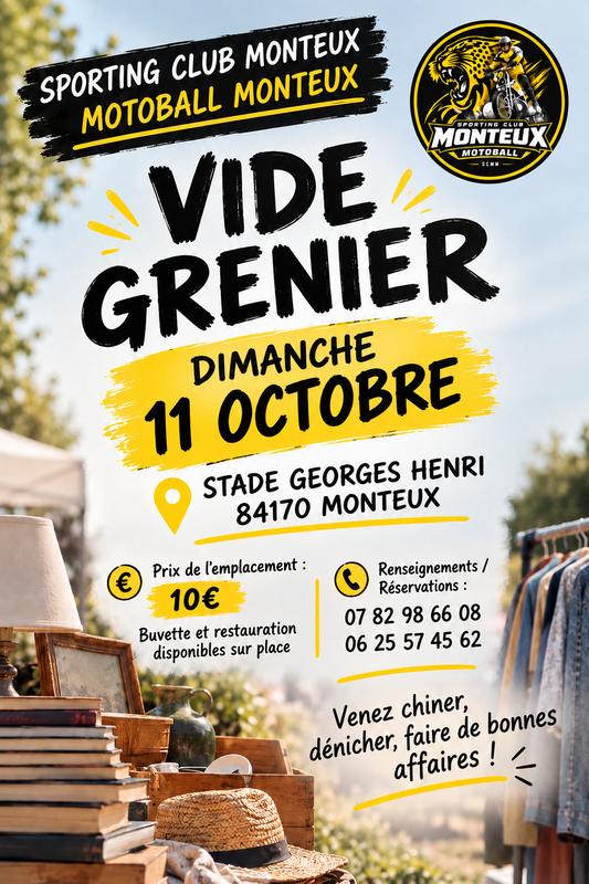 Affiche Vide-grenier du Sporting Club Monteux Motoball à Monteux