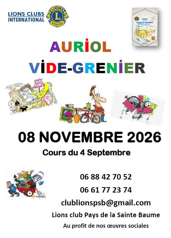 Affiche Vide-grenier du Lions Club Pays de la Sainte-Baume à Auriol