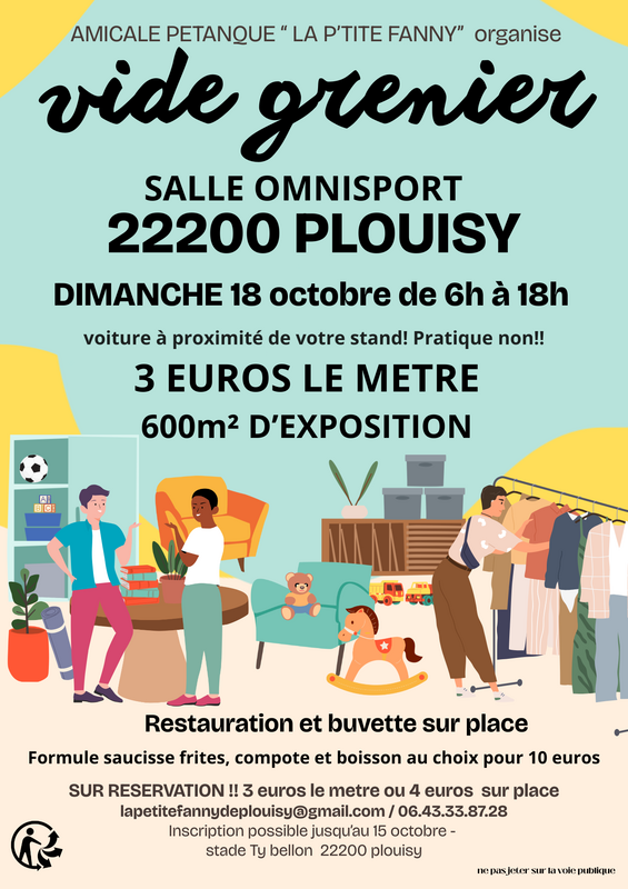 Affiche Vide-grenier de l'Amicale pétanque La P'tite Fanny à Plouisy
