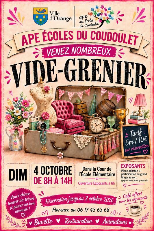 Affiche Vide-grenier de l'APE des écoles du Coudoulet à Orange