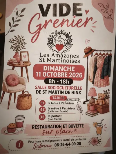 Affiche Vide-grenier des Amazones Saint-Martinoises à Saint-Martin-de-Hinx