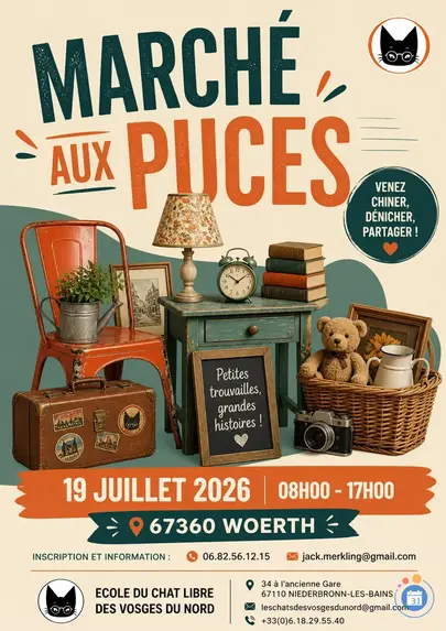 Affiche Marche aux puces Woerth dimanche 19 juillet 2026 (67360)