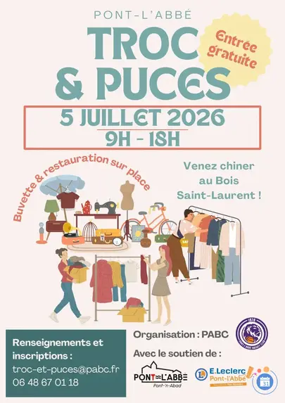 Affiche Troc et puces Pont-l'Abbé dimanche 5 juillet 2026 (29120)