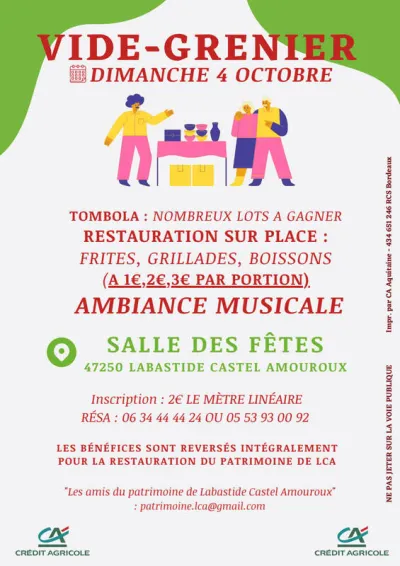 Affiche Vide-grenier des Amis du patrimoine à Labastide-Castel-Amouroux