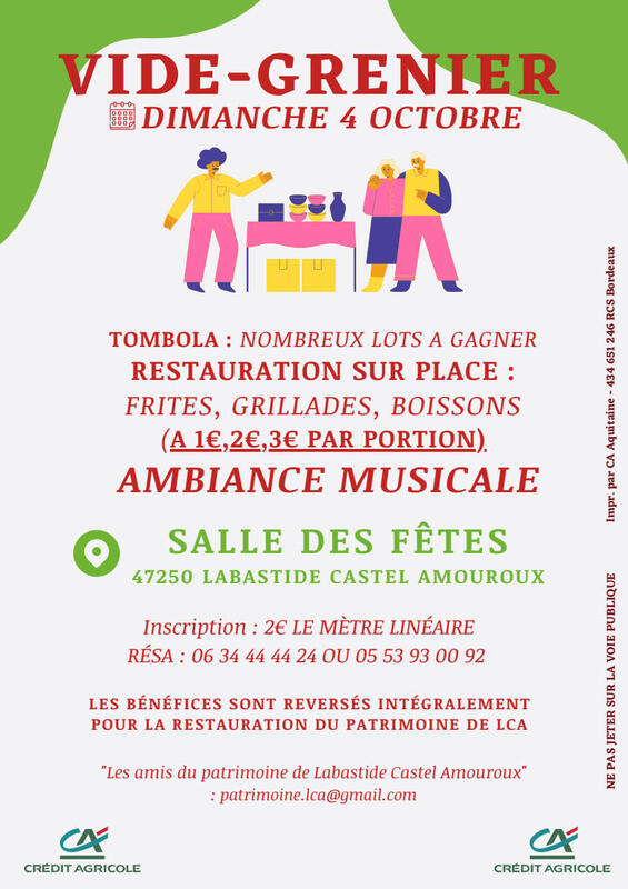 Affiche Vide-grenier des Amis du patrimoine à Labastide-Castel-Amouroux