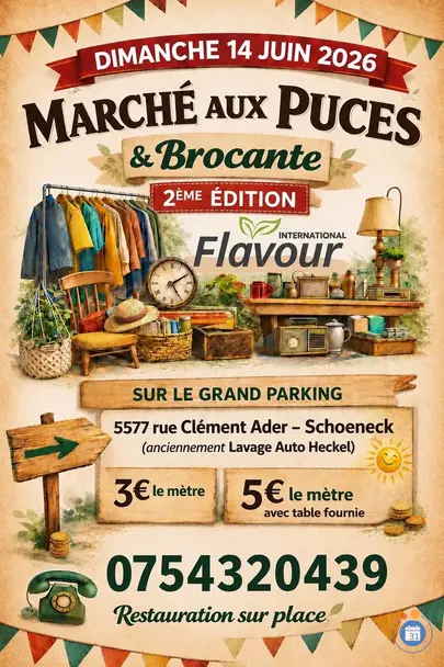 Affiche Marché aux puces et brocante Schoeneck dimanche 14 juin 2026 (57350)