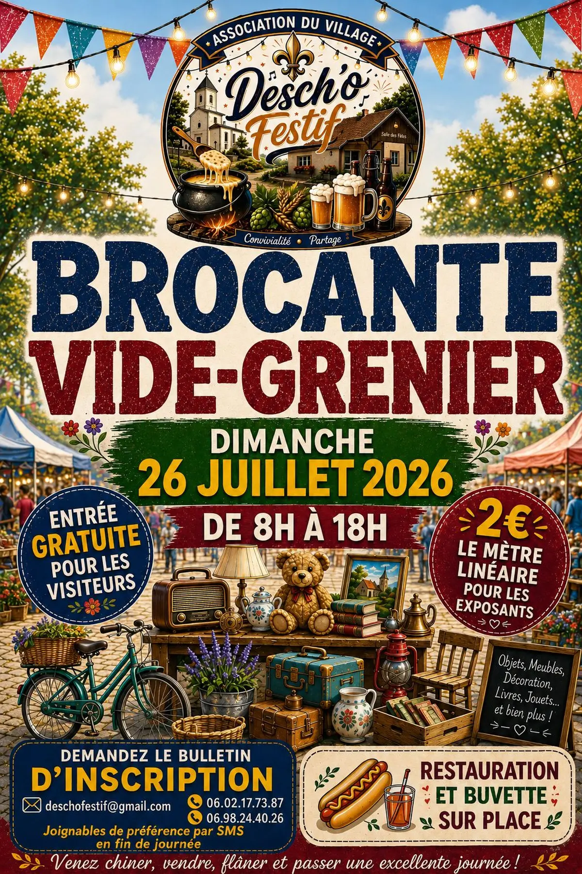 Affiche Brocante vide-grenier Le Deschaux dimanche 26 juillet 2026 (39120)