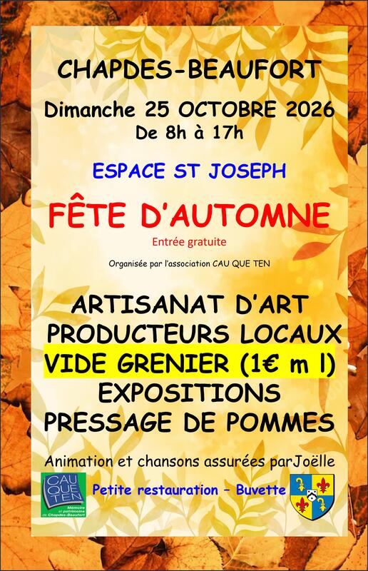 Affiche Fête d'automne et vide-grenier de Chapdes-Beaufort