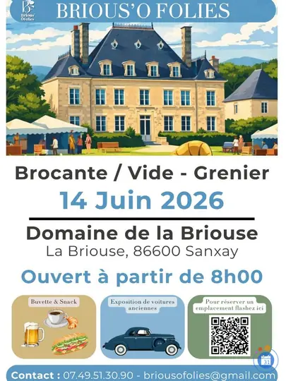 Affiche Brocante vide-grenier Sanxay dimanche 14 juin 2026 (86600)