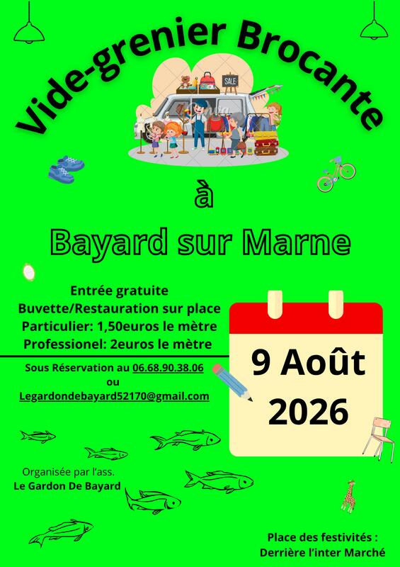 Affiche Vide-grenier brocante Bayard-sur-Marne dimanche 9 août 2026 (52170)