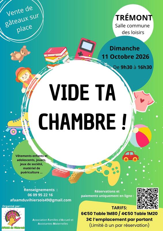 Affiche Vide ta chambre de l'AFAAM du Vihiersois à Lys-Haut-Layon