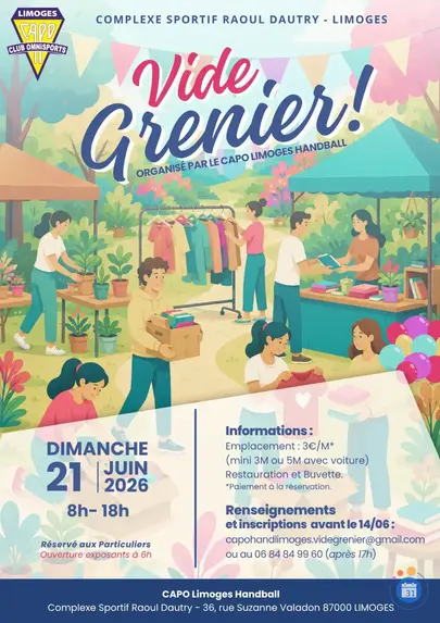 Affiche Vide-grenier Limoges dimanche 21 juin 2026 (87000)
