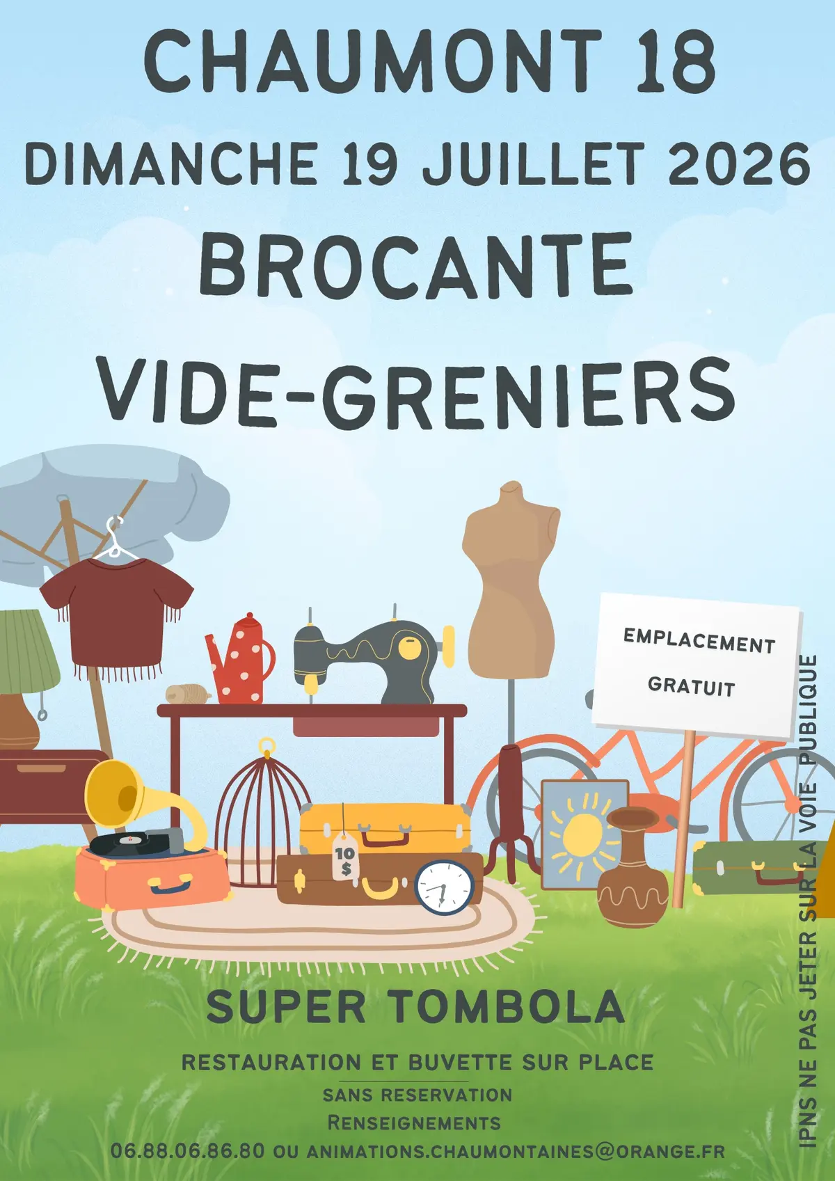 Affiche Vide-grenier Chaumont dimanche 19 juillet 2026 (18350)
