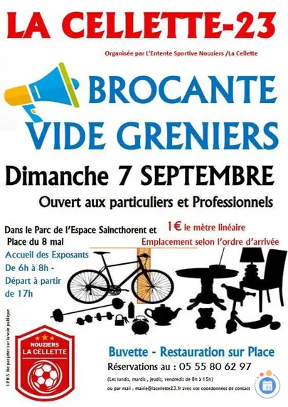 Affiche Brocante vide-grenier La Cellette dimanche 7 septembre 2026 (23350)