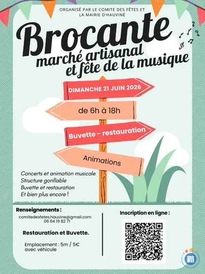 Affiche Brocante Hauviné dimanche 21 juin 2026 (08310)