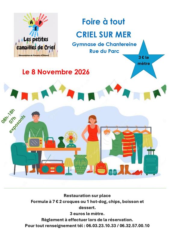 Affiche Foire à tout de l'APE Les petites canailles à Criel-sur-Mer