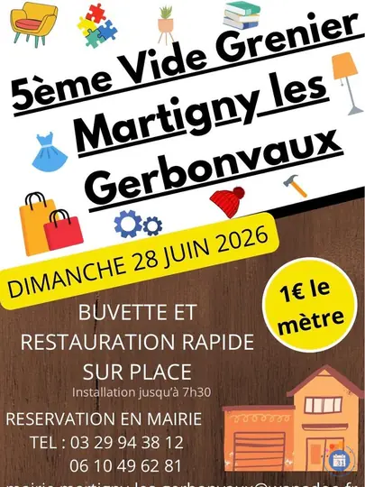 Affiche Vide-grenier Martigny-les-Gerbonvaux dimanche 28 juin 2026 (88300)
