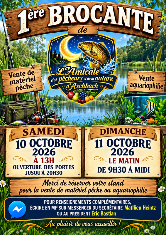 Affiche Brocante de l'Amicale des pêcheurs et de la nature à Aschbach