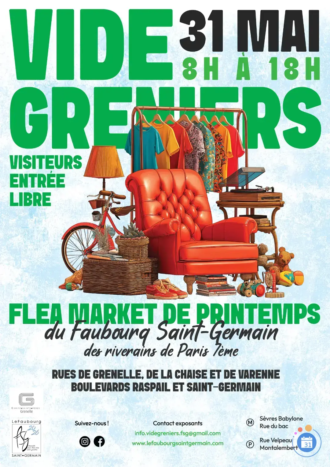Affiche Vide-greniers de printemps du Faubourg Saint-Germain