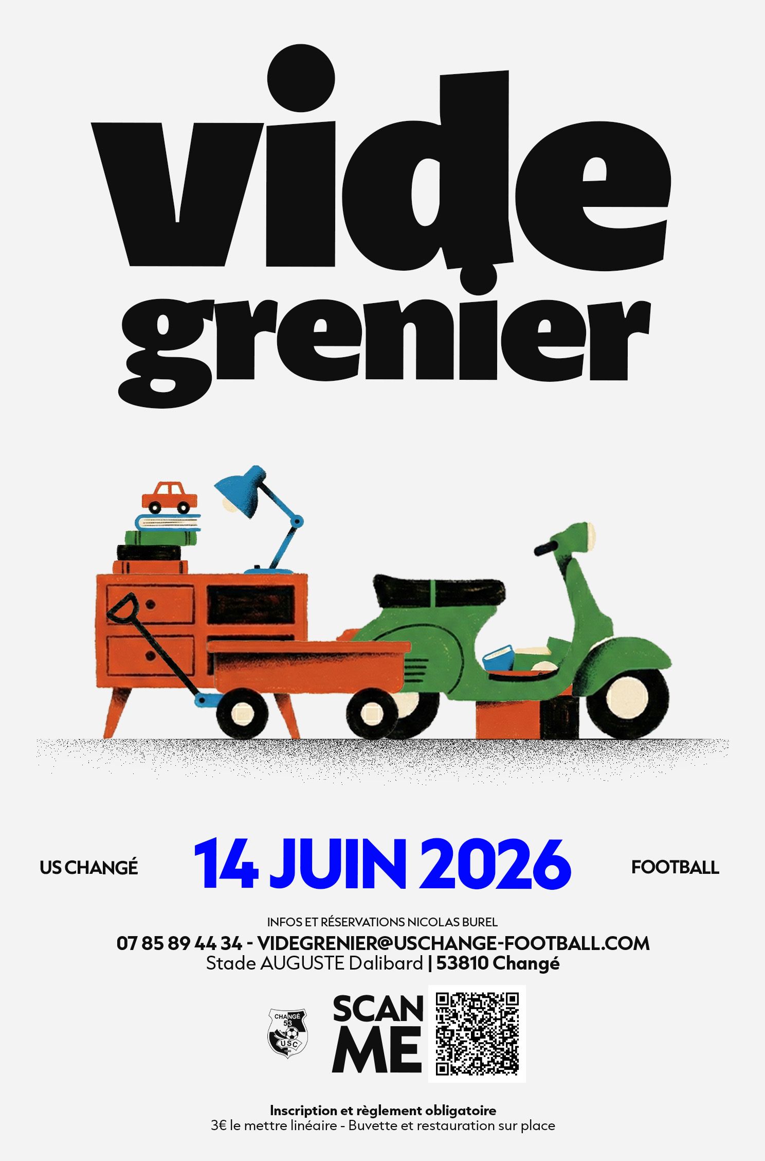Affiche Vide-grenier US Changé Football dimanche 14 juin 2026 (53810 Mayenne)
