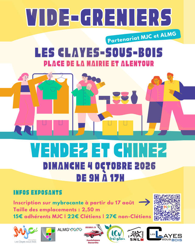 Affiche Vide-greniers de la place de la Mairie aux Clayes-sous-Bois