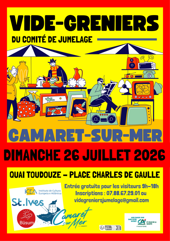 Affiche Vide-greniers du Comité de Jumelage - Camaret-sur-Mer - Finistère