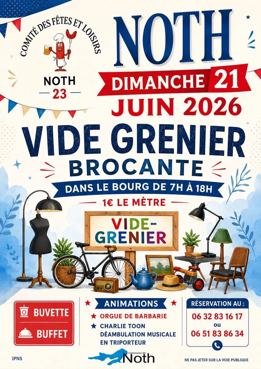 Affiche Vide-grenier brocante Noth dimanche 21 juin 2026 (23300)
