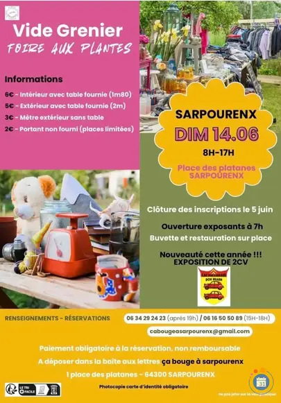 Affiche Vide-grenier et foire aux plantes Sarpourenx dimanche 14 juin 2026 (64300)
